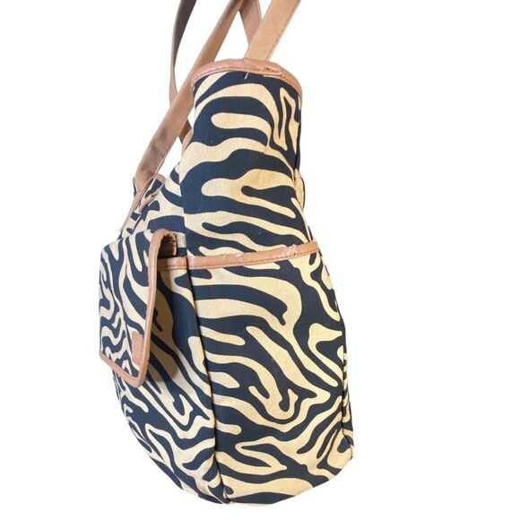 Animal Print Canvas Tote Bag Sturdy Dual Handle Multiple Pockets Roomy Craft Bag - Picture 3 of 12